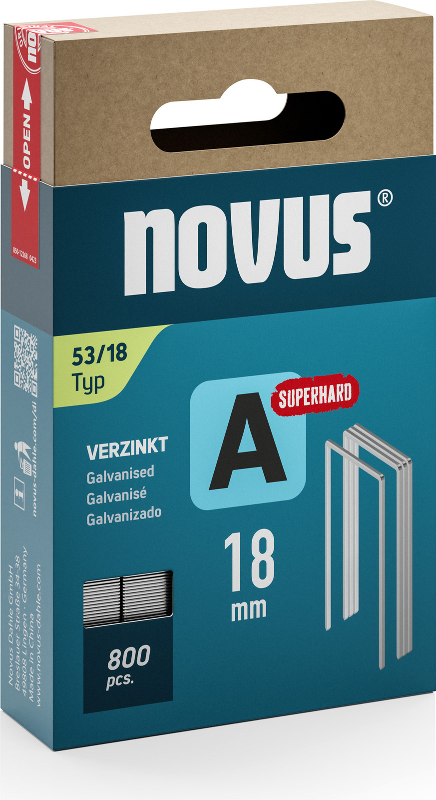 Novus Fijndraadklem type 53 superhard klembreedte 11,3 mm lengte 18 mm dikte 0,75 mm