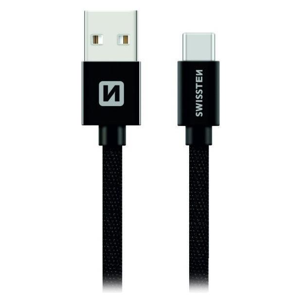 Swissten Textile Universal Quick Charge 3.1 USB-C Data and Charging Cable 2m (2 m, USB 2.0, 60 W) (8595217455337)