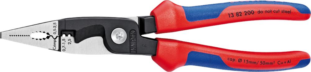 KNIPEX Elektroinstallationszange poliert mit 2-Komponenten-Griffen 200mm
