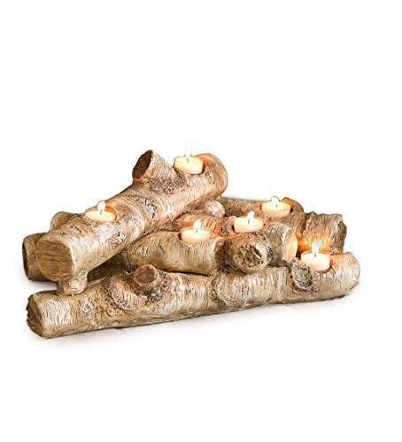 Plow & Hearth Kaarshouder voor Tealights met Berk Houtlook en Hars