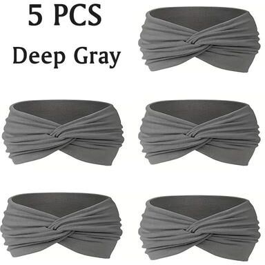 Uplifted Finds Non Slip Sports Headbands For Men And Women Moisture Wicking Workout Sweatbands 5 Pcs Deep Gray