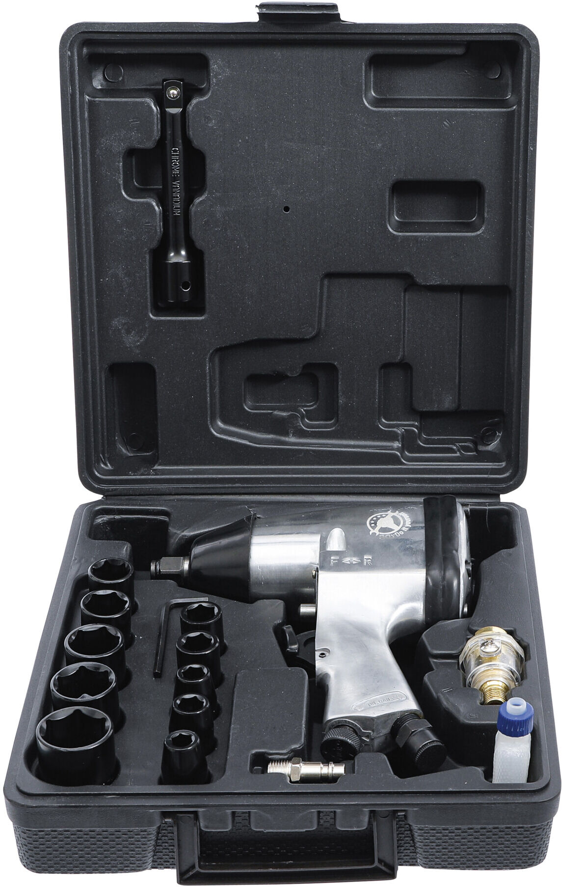 BGS Do it yourself Druckluft-Schlagschrauber mit Werkzeugsatz 12,5 mm 312 Nm 16-tlg. (3211)