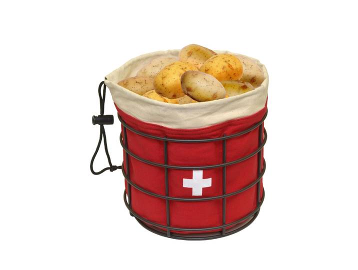 Aufbewahrungskorb Cheese Line Kartoffelkorb , rot, B:19cm H:21cm, Naturfasern, Aufbewahrungsboxen, Aufbewahrungskorb