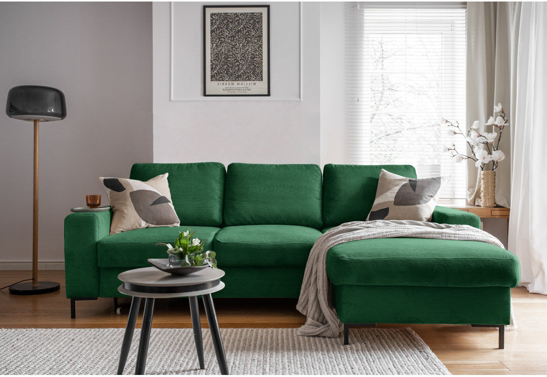 MiuForm Lofty Lilly 4 seater Corner Sofa Bed Emerald Green 84cm H X 236cm W X 148cm D