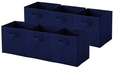 Sorbus Navy Blue Collapsible Storage Cubes (Pack of 6)