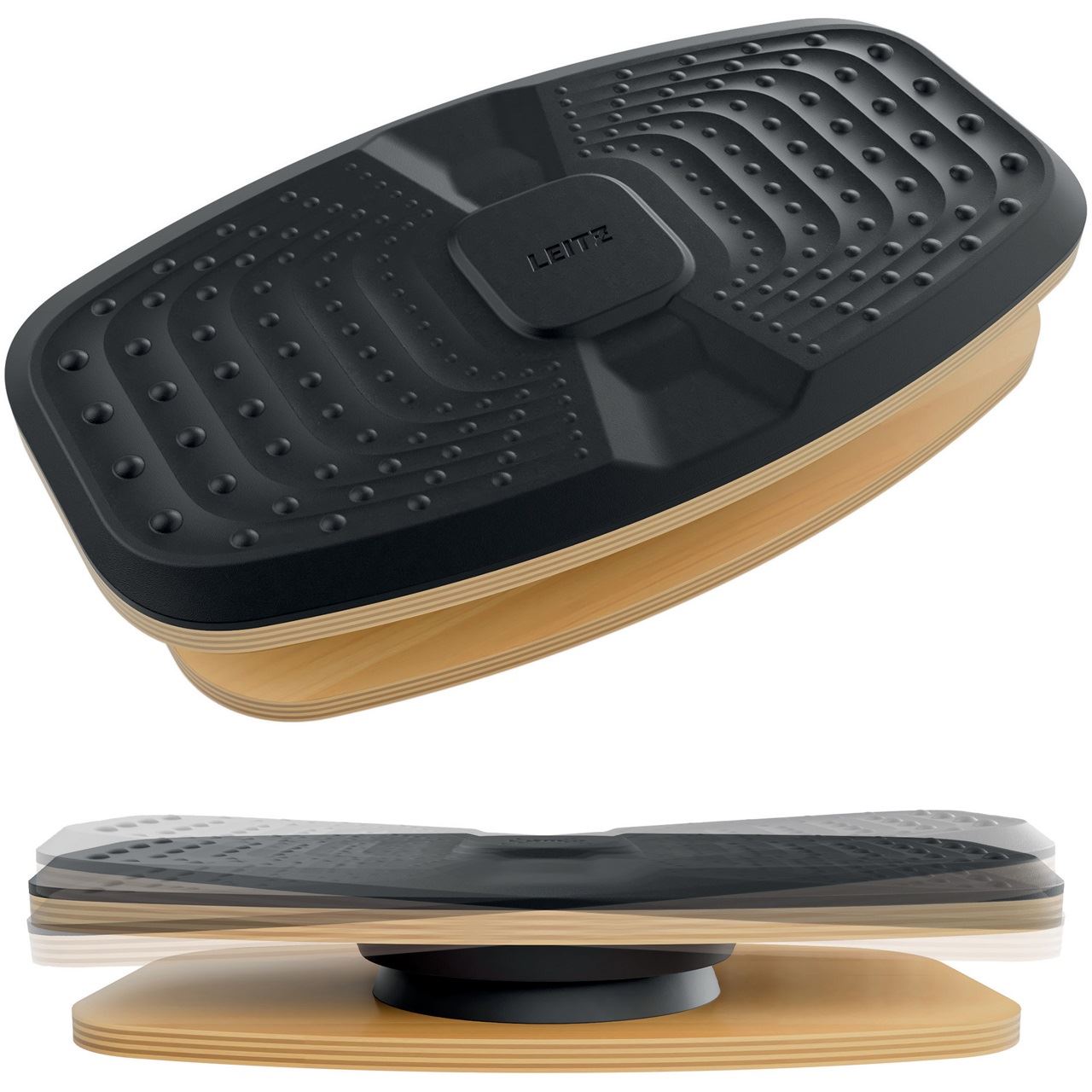 LEITZ Ergo 360 Active Balance-Board braune Holzbasis, schwarz 48,0 x 27,0 x 9,0 cm