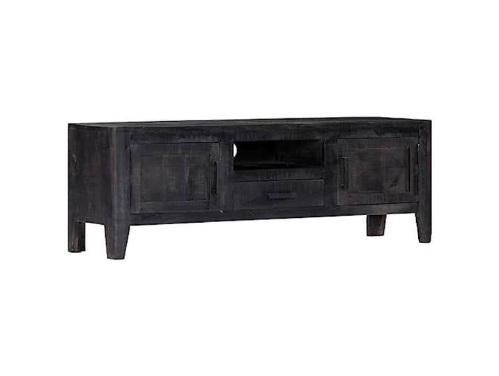 vidaXL TV-Schrank Schwarz 118x30x40 cm Massivholz Mango