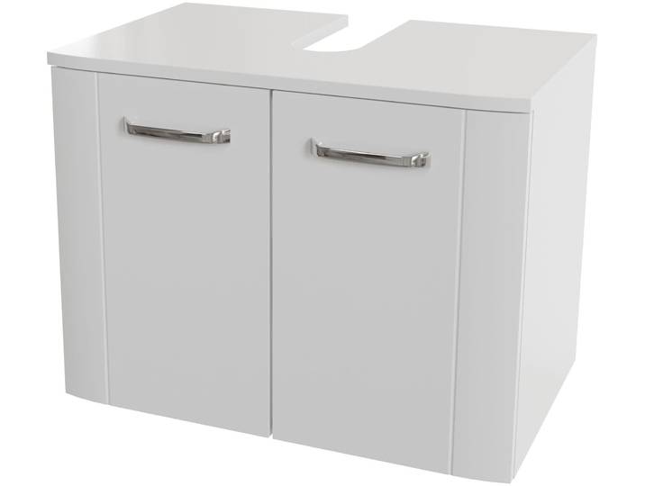 Waschbeckenunterschrank SAPHIR Serie 3006, 2 Türen, Siphonausschnitt, 60cm , weiss (weiß), B:60cm H:46,6cm T:38cm, Holzwerkstoff, Schränke, Waschbeckenunterschrank, Waschbeckenschrank inkl. Türdämpfer, Griffe in Chrom Glanz