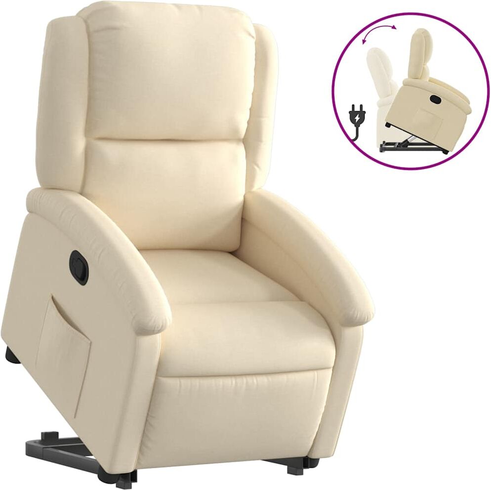 vidaXL Fauteuil inclinable Crème Tissu