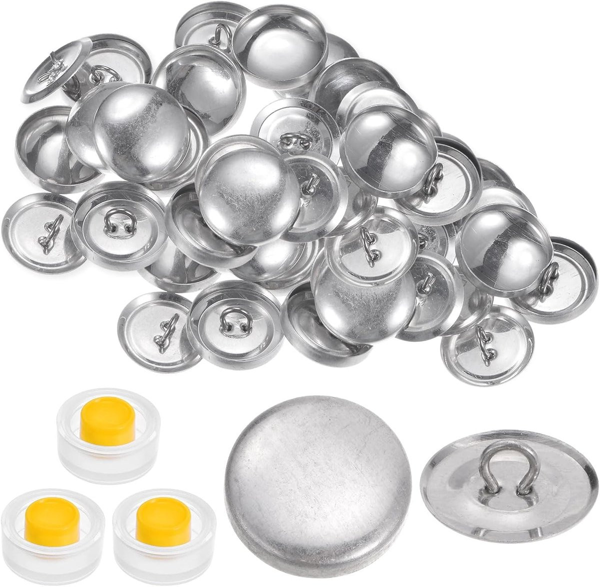 30 sets zelfklevende aluminium drukknoppen 19mm met draadachterkant en gereedschap voor DIY stofbekleding