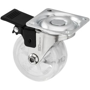 SO-TECH Möbelrolle RAPID 129882, mit Anschraubplatte, 50mm Ø, Tragkraft 35 kg, Lenkrolle aus Polyurethan mit Bremse