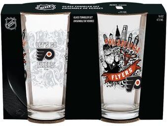 Evergreen Philadelphia Flyers 16 oz Pint Glasses, Set of 2 - 16 oz