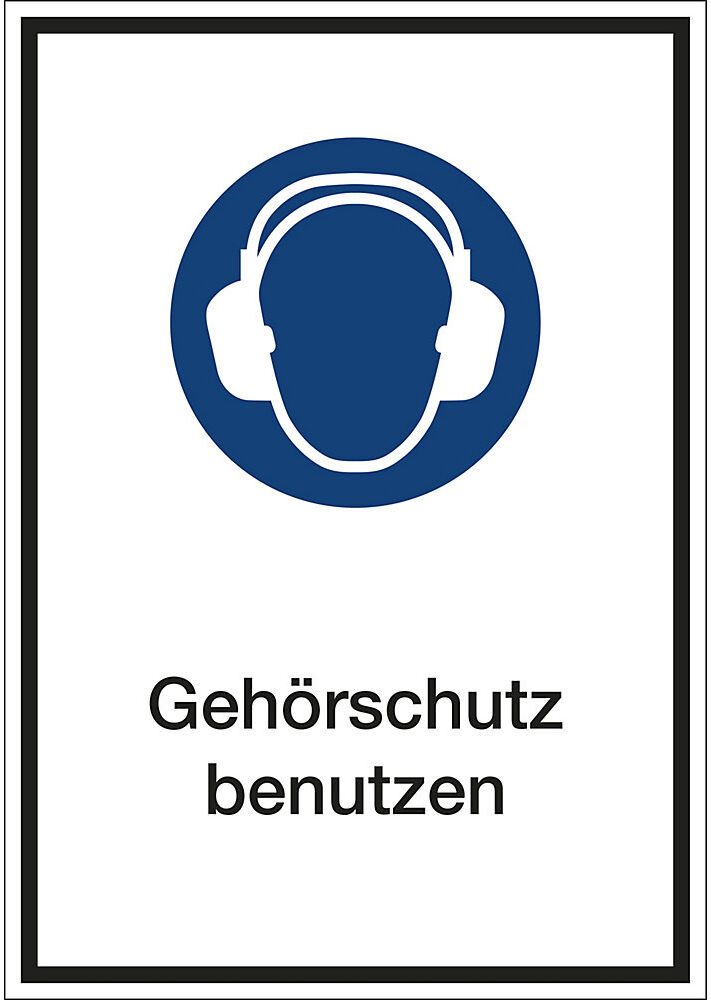 kaiserkraft Kombizusatzschilder für Gebotszeichen, Gehörschutz benutzen, Folie, LxHxT 130 x 185 x 0.1 mm