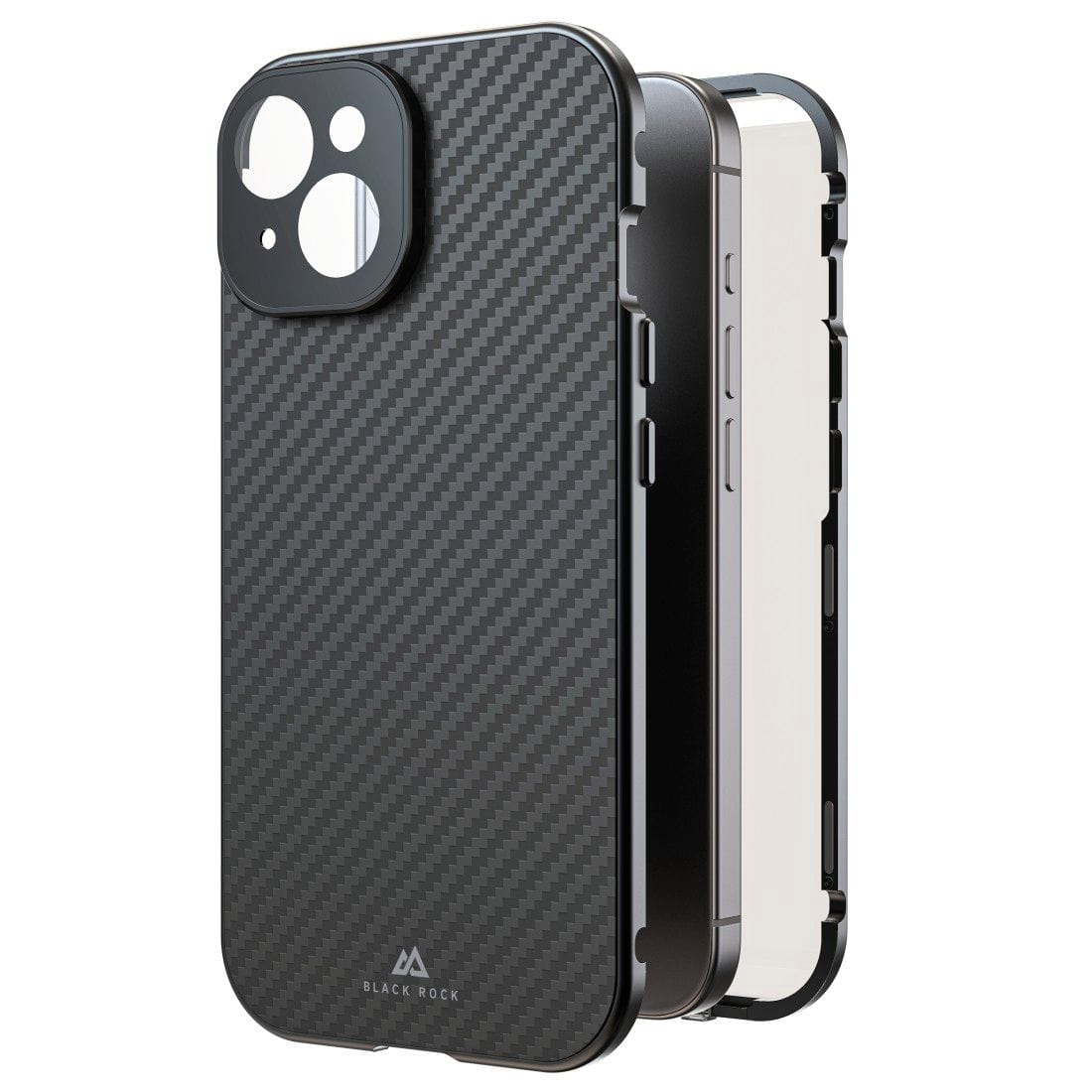 BlackRock 221252 Rückseiten-/Bildschirmschutz Karbon, Faser, Metall, Gehärtetes Glas 9H für Apple iPhone 15 Kratzresistent 00221252