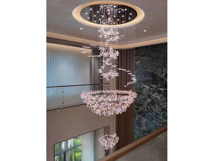 Nouvelle Lampe Suspendue LED Moderne en Cristal pour Décoration Intérieure, Villa, Salon, Papillon Suspendu, Luminaire d'Escalier Duplex