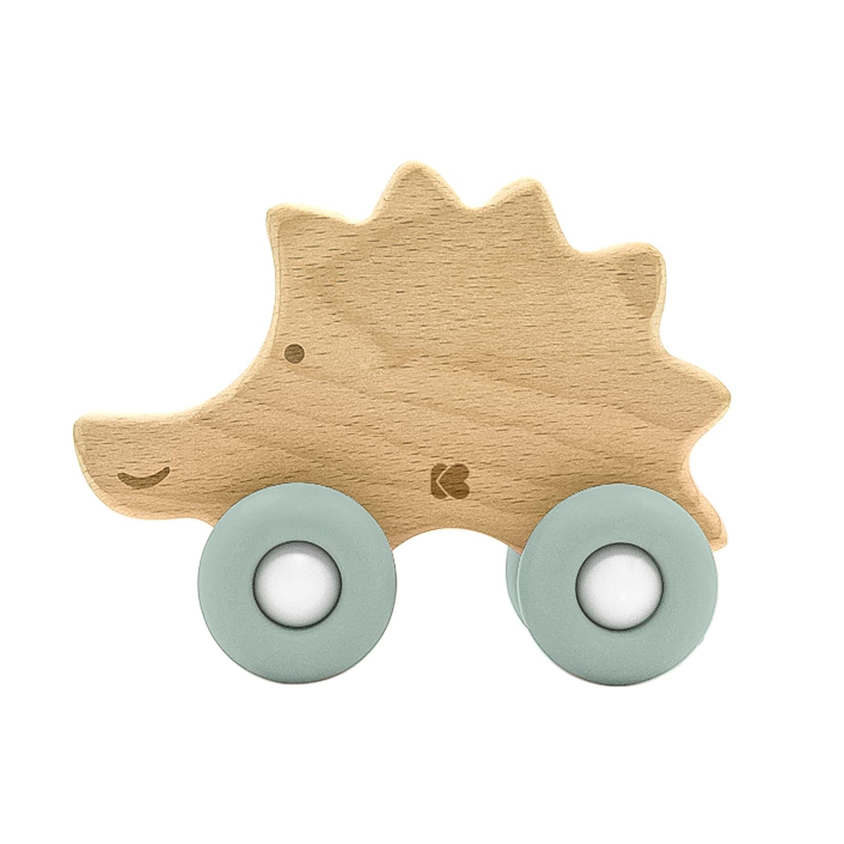 Kikkaboo Holzspielzeug mit Silikonbeißring Igel Buchenholz Beißring weiche Form grün