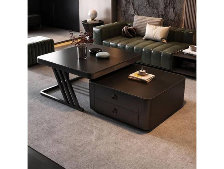 HLDJYLZS Couchtisch mit Sintersteinplatte, Italienischer Wabi-Sabi-Stil Sinterstein-Tischplatte, modernes italienisches Design, Wabi-Sabi-Stil, minimalistischer Look, Möbel für kleine Räume