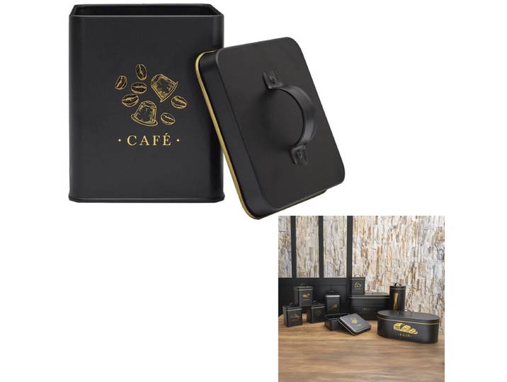 COOK CONCEPT Boîte à café en métal Noir et doré