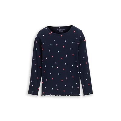 T-Shirt TOM TAILOR, Mädchen, Gr. 104/110, blau (navy colorful heart), Single Jersey, Obermaterial: 93% Baumwolle, 7% Elasthan, regular fit, Rundhals, Shirts T-Shirt