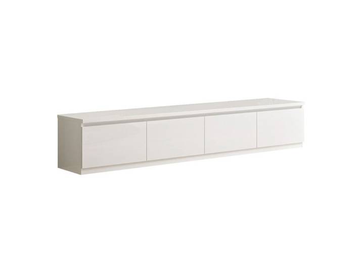 DEYTON - Meuble TV 4 Portes Laqué Blanc Brillant