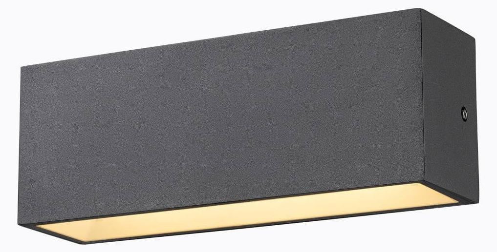 SLV Sitra LED buitenwandlamp, zwart/grijs, aluminium, modern vierkant design, up/down light