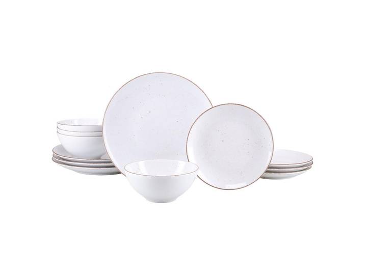 Creatable Tafelservice Vintage Nature Weiss, Weiß, Grauweiß, Keramik, 12-teilig, stapelbar, Essen & Trinken, Geschirr, Geschirr-Sets, Tafelservice
