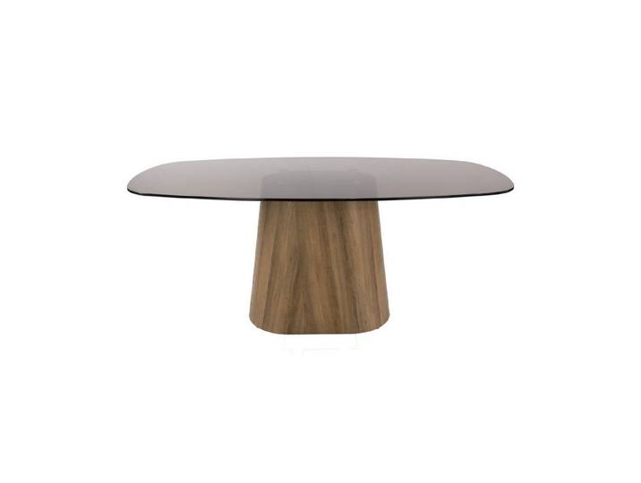 Vintagehaus Esstisch Retro Tinto Centro 180 cm Rauchglas Eichenoptik
