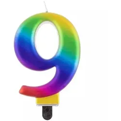 Regenbogenfarbene Geburtstagskerze, 8 cm - 9