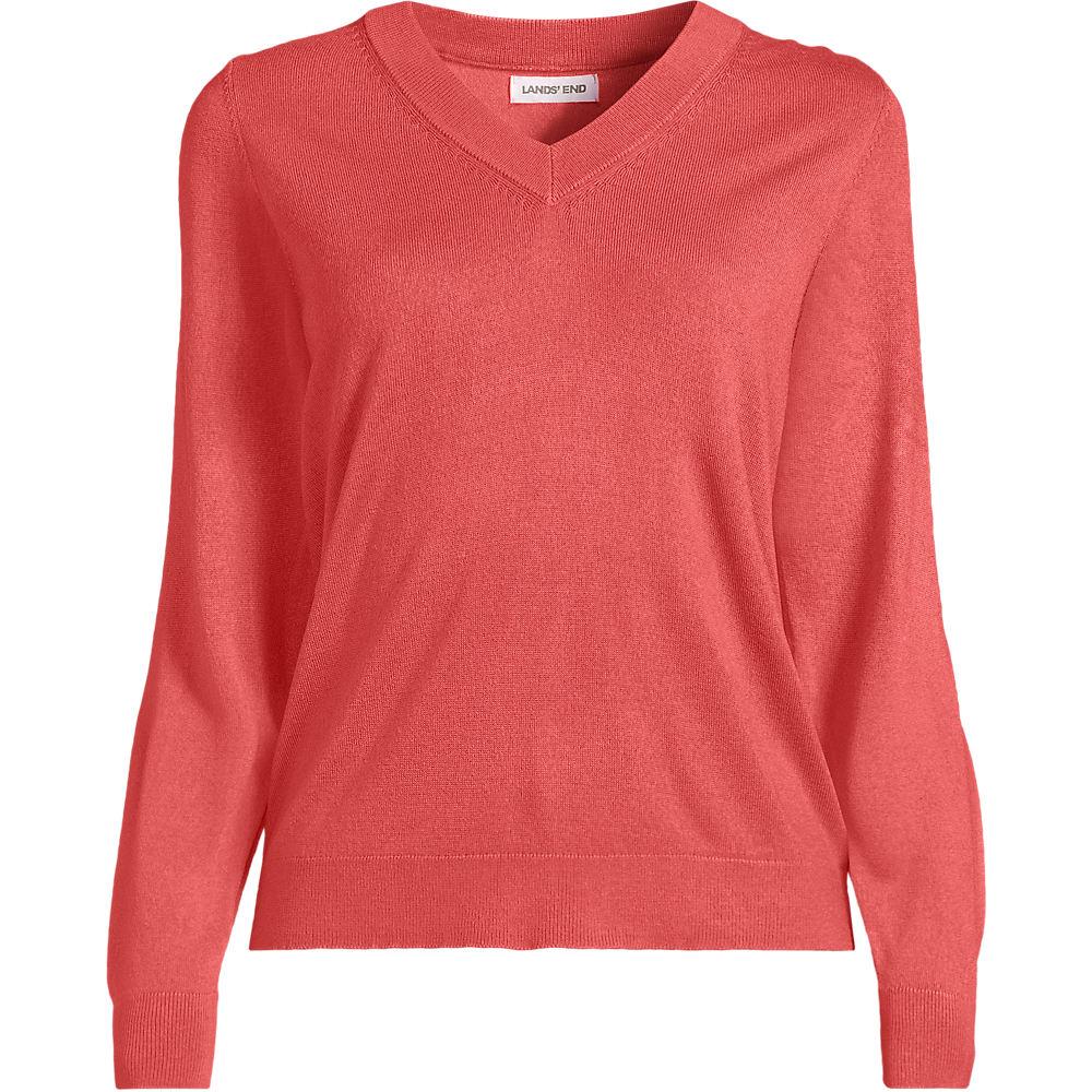 CashTouch Pullover mit V-Ausschnitt für Damen, Damen, size: regular, Orange, Polyacryl, by Lands' End