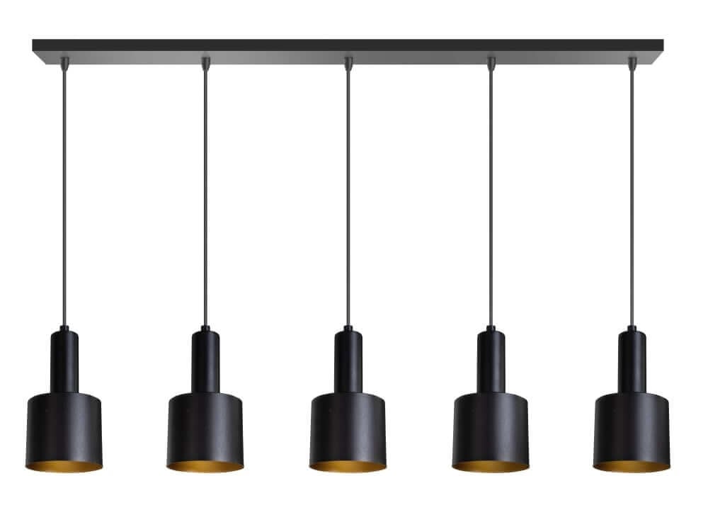 ETH Sledge hanglamp 5-lichts zwart met goud