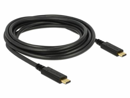Delock USB-C Kabel USB 2.0 USB-C Stecker, USB-C Stecker 3.00 m Schwarz 83325