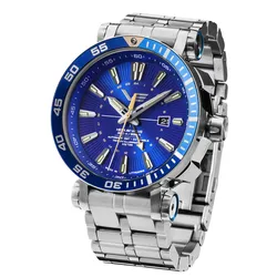 Vostok Europe NH34-575A716-B Herrenuhr Automatik GMT Energia Rocket Stahl/Blau