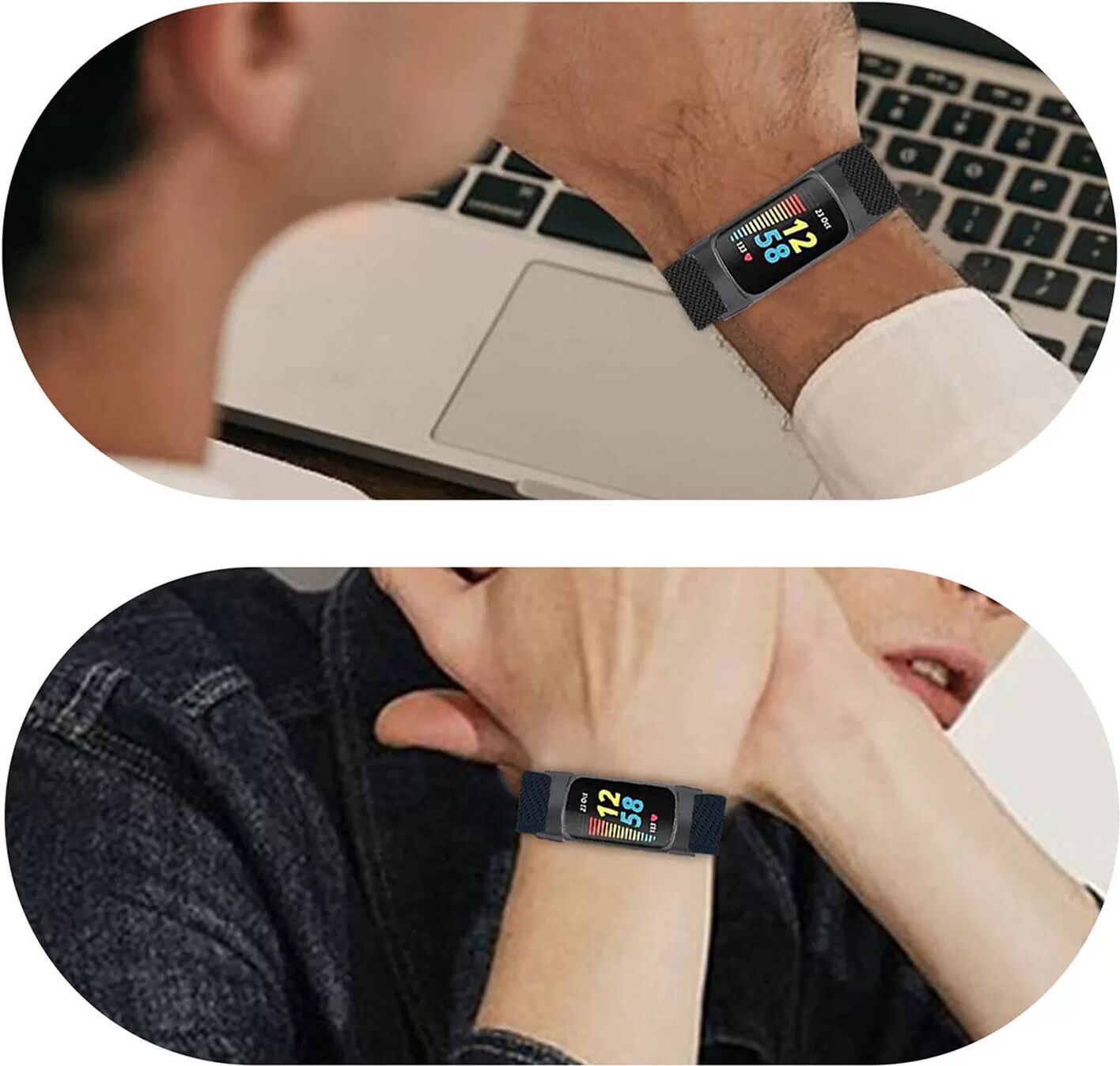 INF 2er-Pack Sport Woven-Uhrenarmbänder für Fitbit Charge5/6