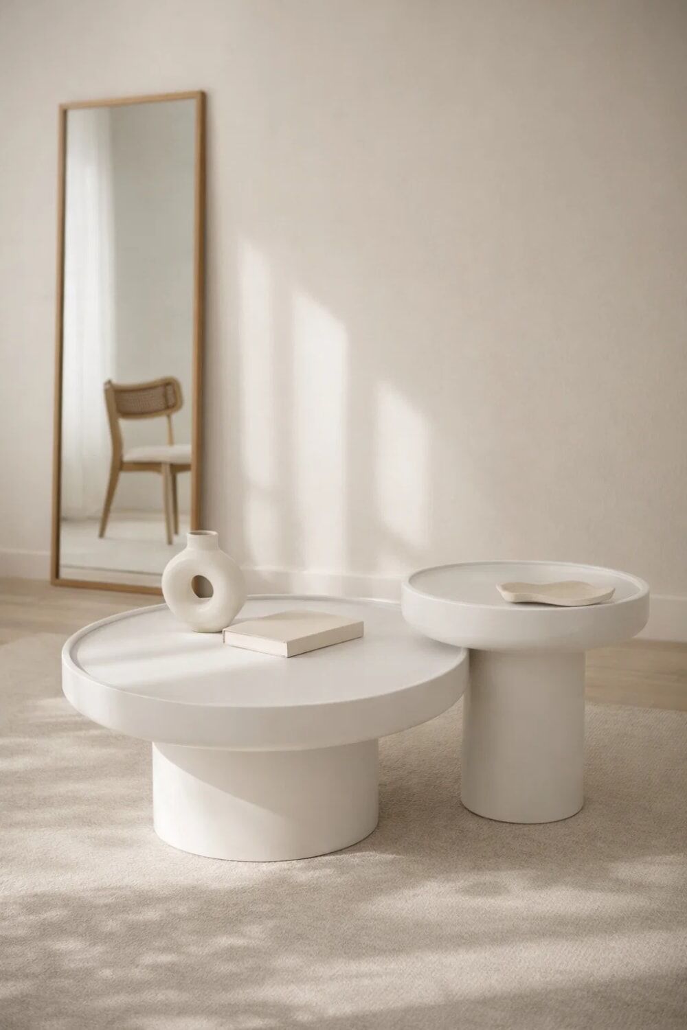Koketto Home Table basse ronde de 50 cm, couleur blanche Blanc 50x50x50cm