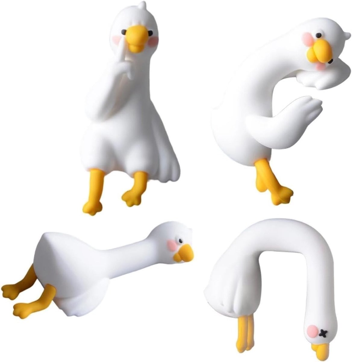 Set van 4 schattige gans 3D craft sculpturen voor decoratie van je kantoor, bureau of auto