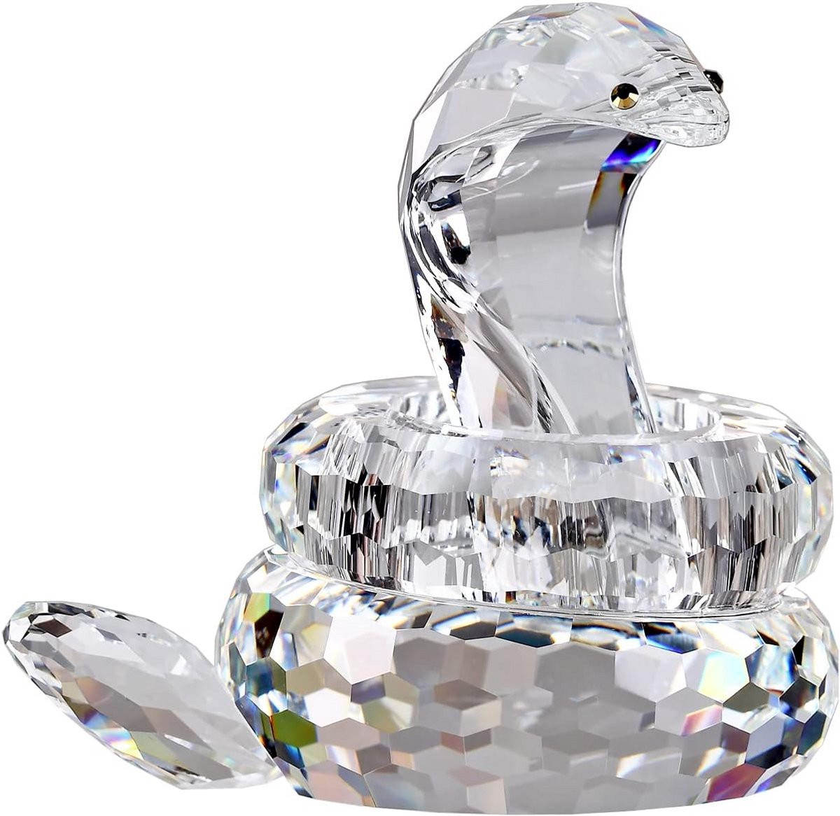 Decoratief Kristallen Slang Beeldje Cobra Ambachtelijk Kunstobject voor op tafel