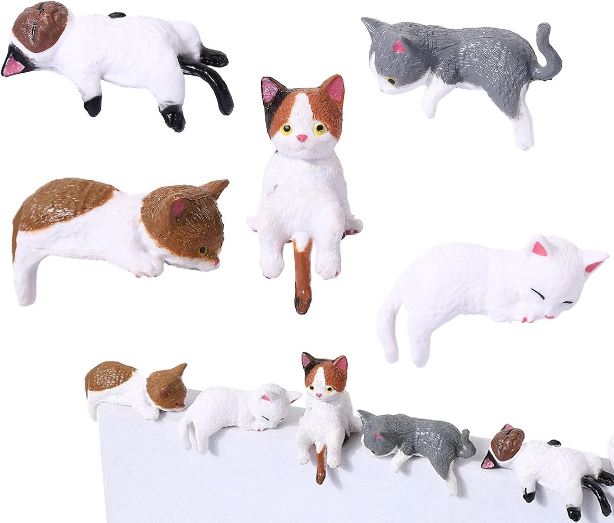 Set van 5 kat sculpturen - Kitten beeldjes van hars voor bureau en woondecoratie