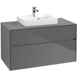 Villeroy & Boch Collaro Waschtischunterschrank C01600FP 100x54,8x50cm, Waschtisch mittig, Glossy Grey