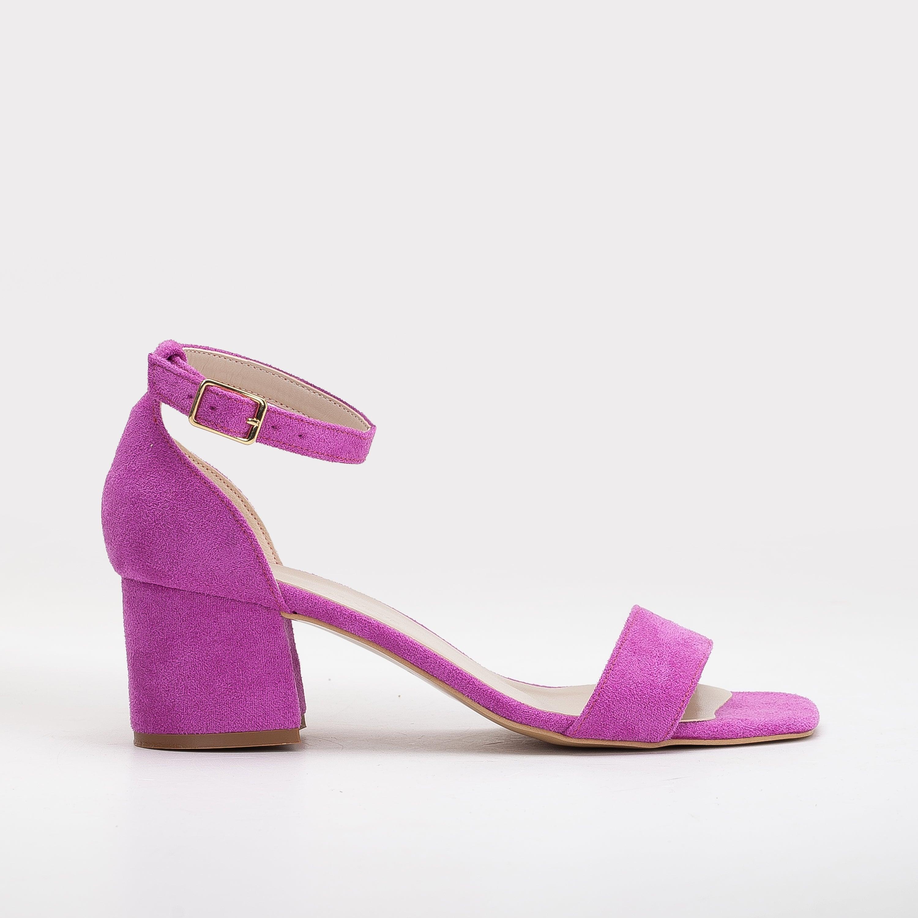 Forever & Always Iva Sandalen mit niedrigem Blockabsatz - Fuchsia