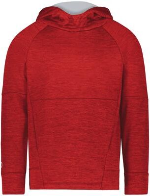 Holloway 223680 Youth All-Pro Performance Fleece Hoodie in Scarlet Heather/Silver size Large   Polyester