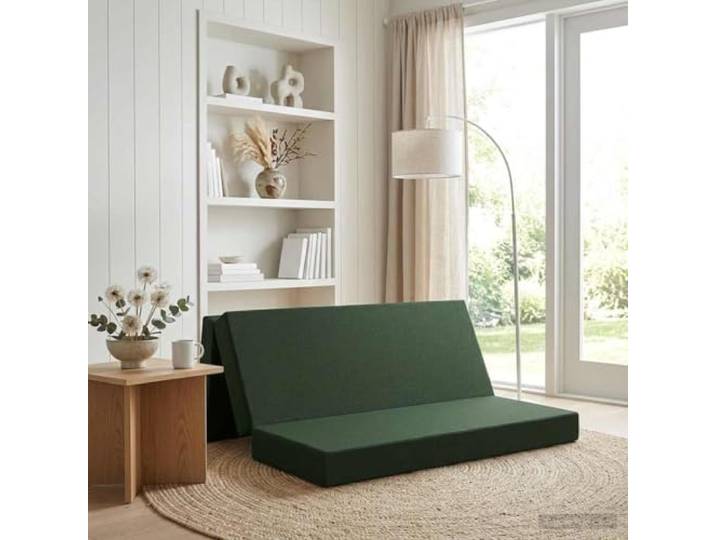 Faltbares Sofa Bett 180 x 67 x 45 cm in Dunkelgrün mit Polyesterbezug Manueller Verstellmechanismus, abnehmbarer Reißverschlussbezug, atmungsaktives Polyester, leichte Schaumstofffüllung,