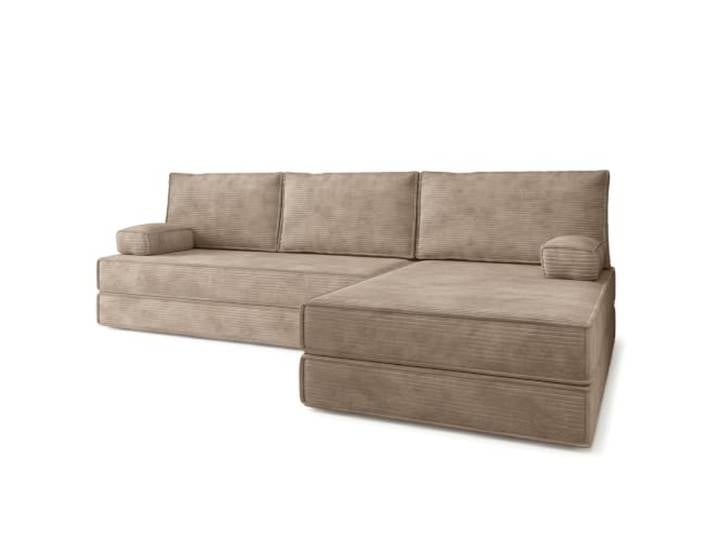 Masseno Schaumstoff-Ecksofas ANKO mit Schlaffunktion, Modulares Schlafsofa aus Schaumstoff, Klappbares Bodensofa, Boneless, Ohne Montage - Beige, POSO 02