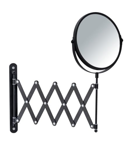 WENKO Cosmetica Exclusiv Telescopische Wandspiegel, Zwart, Metaal, ø 16 cm