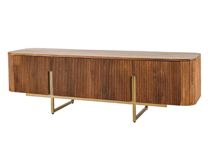 Licht-Erlebnisse TV-Board ANTONIO, 160 cm Mangoholz Metall Art Déco Design Mehrzweck Beistell Schrank