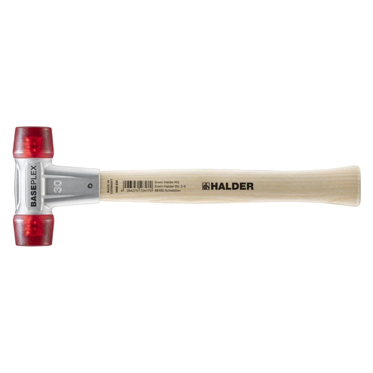 Halder Schonhammer BASEPLEX Länge 280mm Kopf-D.30mm hart Holz Celluloseacetat rot (367 g) (3906.030)
