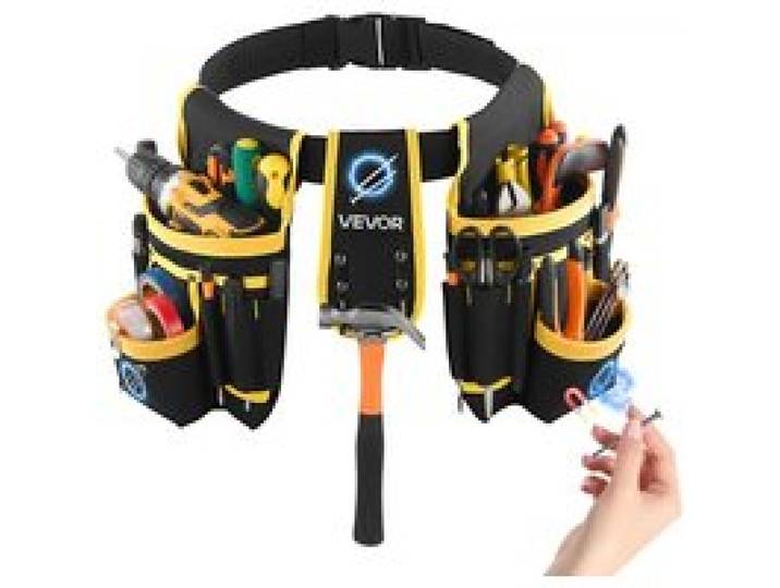 VEVOR Ceinture Porte Outil 28 Poches Ceinture à Outils Tour de Taille Ajustable 78,7-121,9 cm Sacoche Charpentier Amovible Réglable Sac à Outils pour Électricien Construction Homme Chantier Bricolage