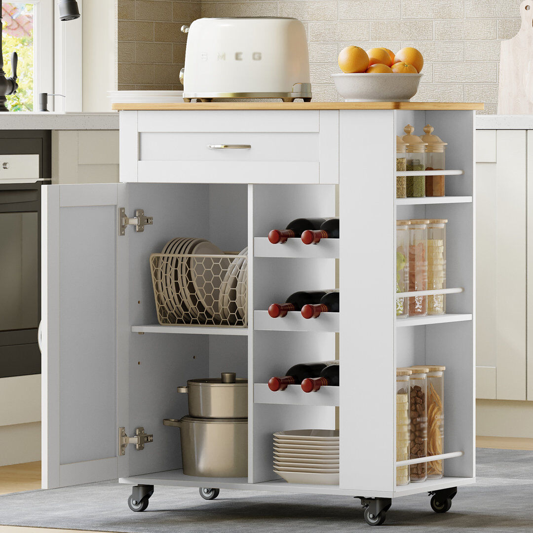 17 Stories 68 cm W Kitchen Island with Top White 86cm H X 68cm W X 40cm D