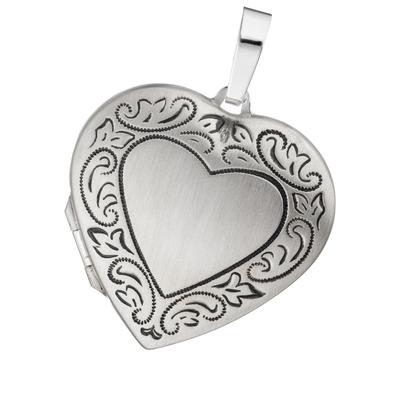 Medallionanhänger JOBO "Anhänger Medaillon Herz", silber (silber 925), Schmuckanhänger, Damen, Silber 925 (Sterlingsilber), 925 Silber rhodiniert