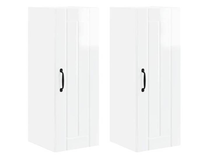 IBUQDDV Wandschrank Lucca 2 STK. Hochglanz Weiß Holzwerkstoff Geschirrspüler-Paneel, Holzwerkstoff Rahmen, rechteckige Form, Innenbereich, moderne Ästhetik, minimalistische Küche