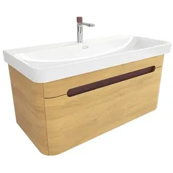 SAT Fusion Waschtisch mit Unterschrank 97,5x43x45 cm Honigeiche matt SATFUSION100DMUBA